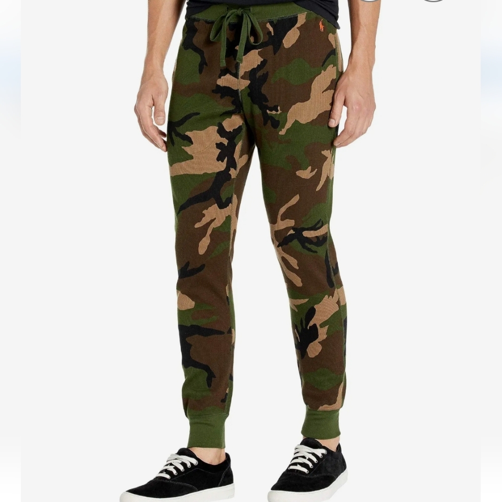 NWT Men's Polo Ralph Lauren Camouflage Waffle Printed Jogger Lounge Pants - Picture 2 of 6